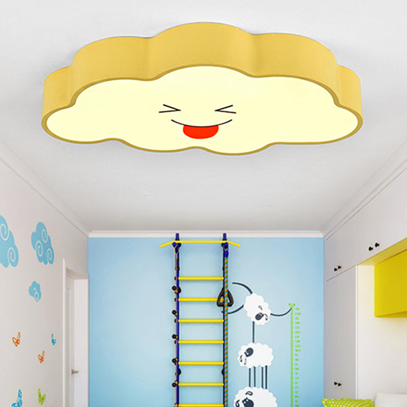 Kids Naughty Cloud Flush Mount Light Acrylic Ceiling Lamp in Yellow Finish for Kindergarten Clearhalo 'Ceiling Lights' 'Close To Ceiling Lights' 'Close to ceiling' 'Flush mount' Lighting' 252229