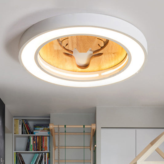 Macaron Colored Round Ceiling Fixture with Deer Nordic Acrylic Flush Ceiling Light for Hallway White Clearhalo 'Ceiling Lights' 'Close To Ceiling Lights' 'Close to ceiling' 'Flush mount' Lighting' 252236