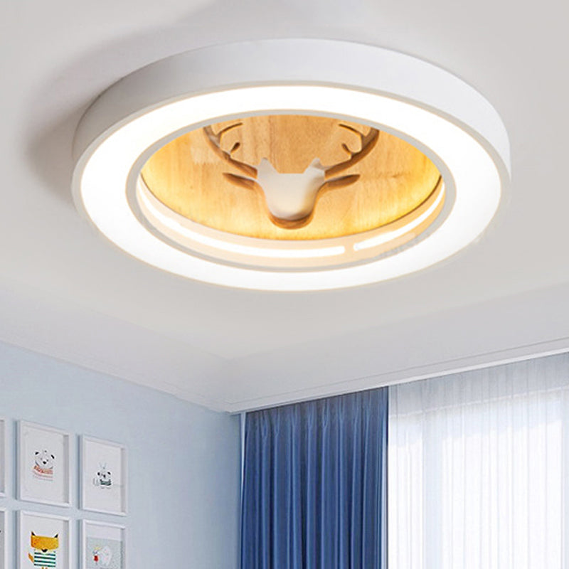 Macaron Colored Round Ceiling Fixture with Deer Nordic Acrylic Flush Ceiling Light for Hallway Clearhalo 'Ceiling Lights' 'Close To Ceiling Lights' 'Close to ceiling' 'Flush mount' Lighting' 252237