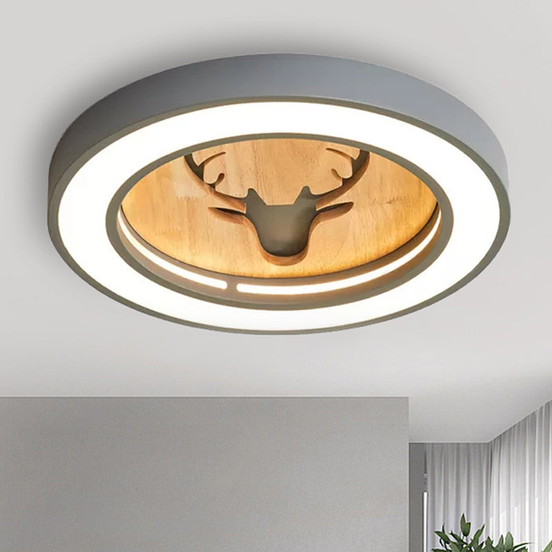 Macaron Colored Round Ceiling Fixture with Deer Nordic Acrylic Flush Ceiling Light for Hallway Clearhalo 'Ceiling Lights' 'Close To Ceiling Lights' 'Close to ceiling' 'Flush mount' Lighting' 252241