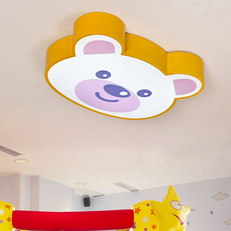 Animal Bear Shape Ceiling Light Acrylic Flush Mount Light in Yellow for Girls Bedroom Yellow Clearhalo 'Ceiling Lights' 'Close To Ceiling Lights' 'Close to ceiling' 'Flush mount' Lighting' 252252