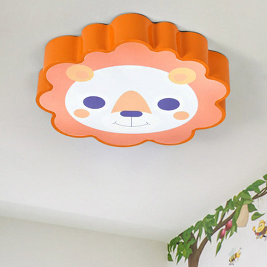 Acrylic Lion Ceiling Mount Light Cartoon Flush Light in Orange for Nursing Room Kitchen Orange Clearhalo 'Ceiling Lights' 'Close To Ceiling Lights' 'Close to ceiling' 'Flush mount' Lighting' 252257