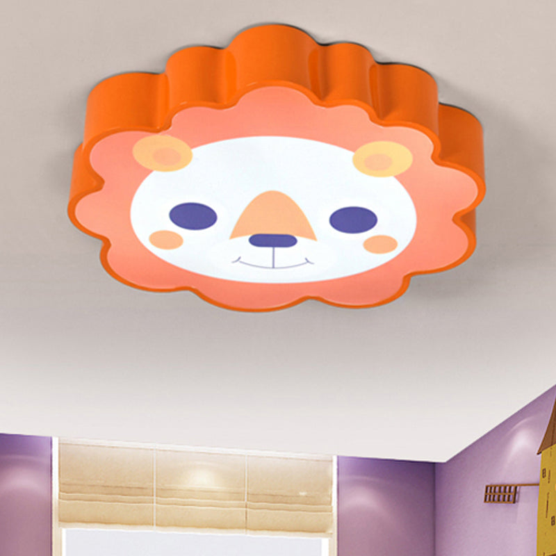 Acrylic Lion Ceiling Mount Light Cartoon Flush Light in Orange for Nursing Room Kitchen Clearhalo 'Ceiling Lights' 'Close To Ceiling Lights' 'Close to ceiling' 'Flush mount' Lighting' 252258