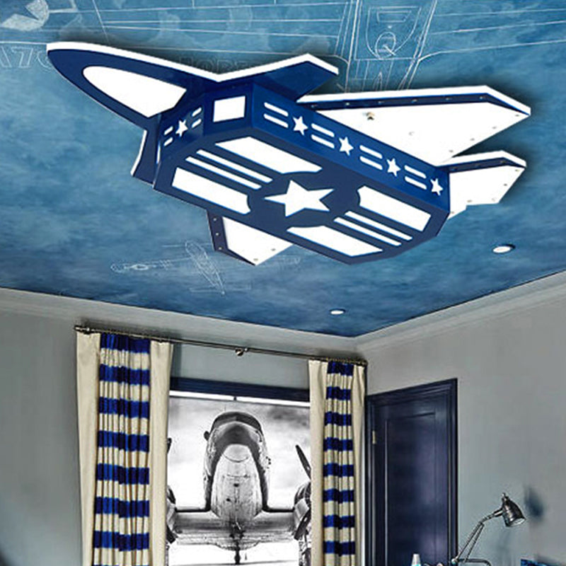 Acrylic Airplane Ceiling Mount Light Boys Bedroom Modern Cool Flush Light in Blue Blue Clearhalo 'Ceiling Lights' 'Close To Ceiling Lights' 'Close to ceiling' 'Flush mount' Lighting' 252265