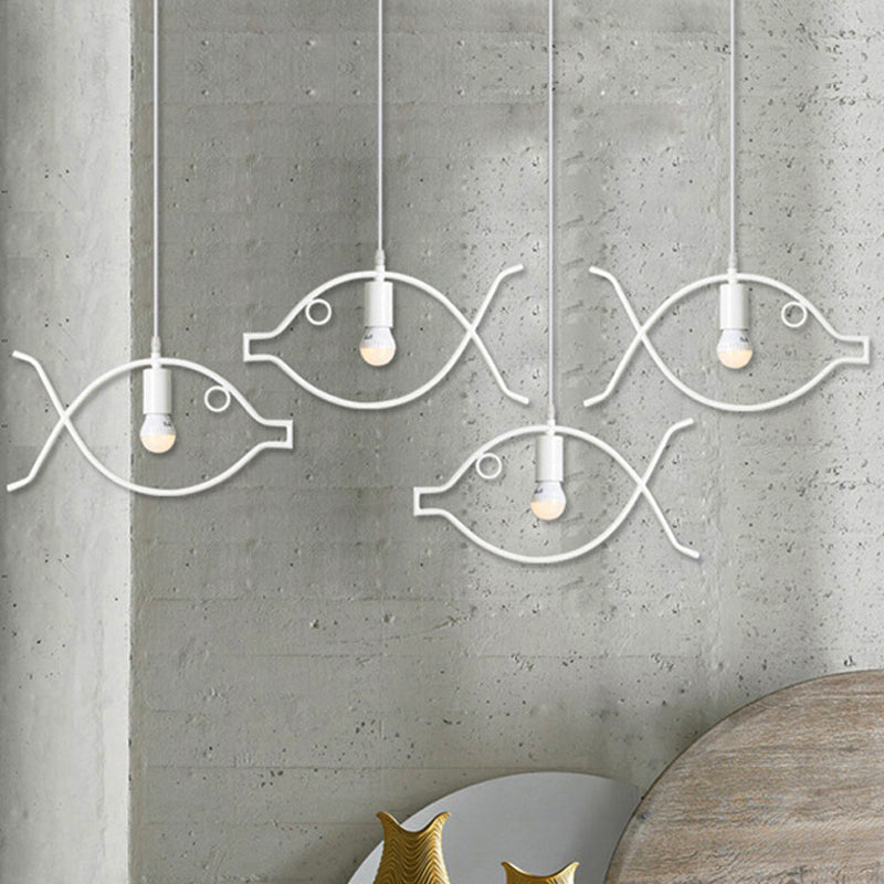 Metal Pendant Light Single, Adjustable Fish Metal Frame Ceiling Fixture for Kids Room Clearhalo 'Ceiling Lights' 'Pendant Lights' 'Pendants' Lighting' 252285