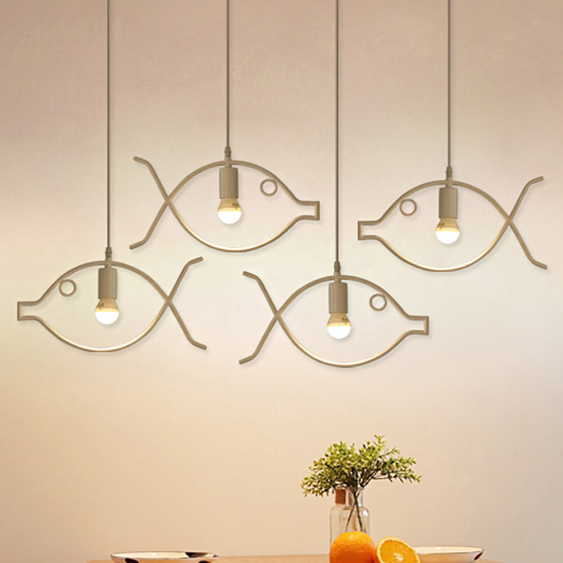 Metal Pendant Light Single, Adjustable Fish Metal Frame Ceiling Fixture for Kids Room Clearhalo 'Ceiling Lights' 'Pendant Lights' 'Pendants' Lighting' 252286