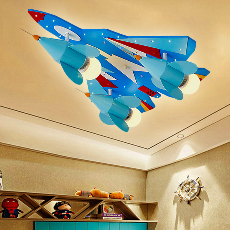 Kid Bedroom Fighter Plane Flush Mount Ceiling Light Metal Cartoon Blue Ceiling Light Fixture Clearhalo 'Ceiling Lights' 'Close To Ceiling Lights' 'Close to ceiling' Lighting' 252317