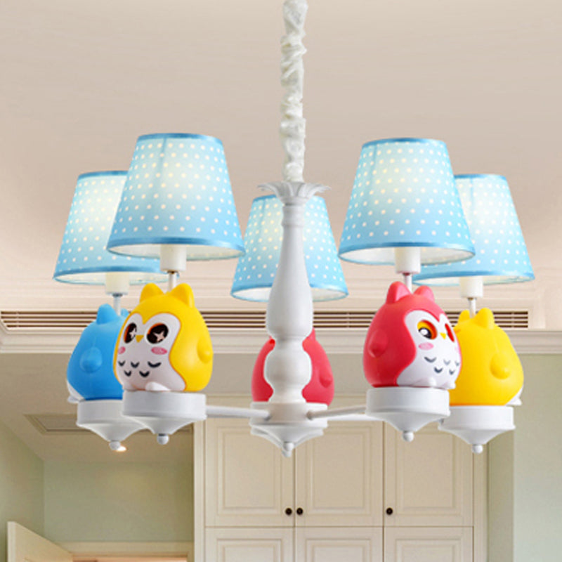 Animal Tapered Shade Hanging Ceiling Lamp Resin Owl Pendant Chandelier for Kindergarten Blue Clearhalo 'Ceiling Lights' 'Chandeliers' Lighting' options 252333_f4cf4464-09d1-4ff7-a9a7-dd8dab3d0744