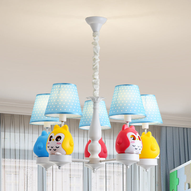 Animal Tapered Shade Hanging Ceiling Lamp Resin Owl Pendant Chandelier for Kindergarten Clearhalo 'Ceiling Lights' 'Chandeliers' Lighting' options 252334