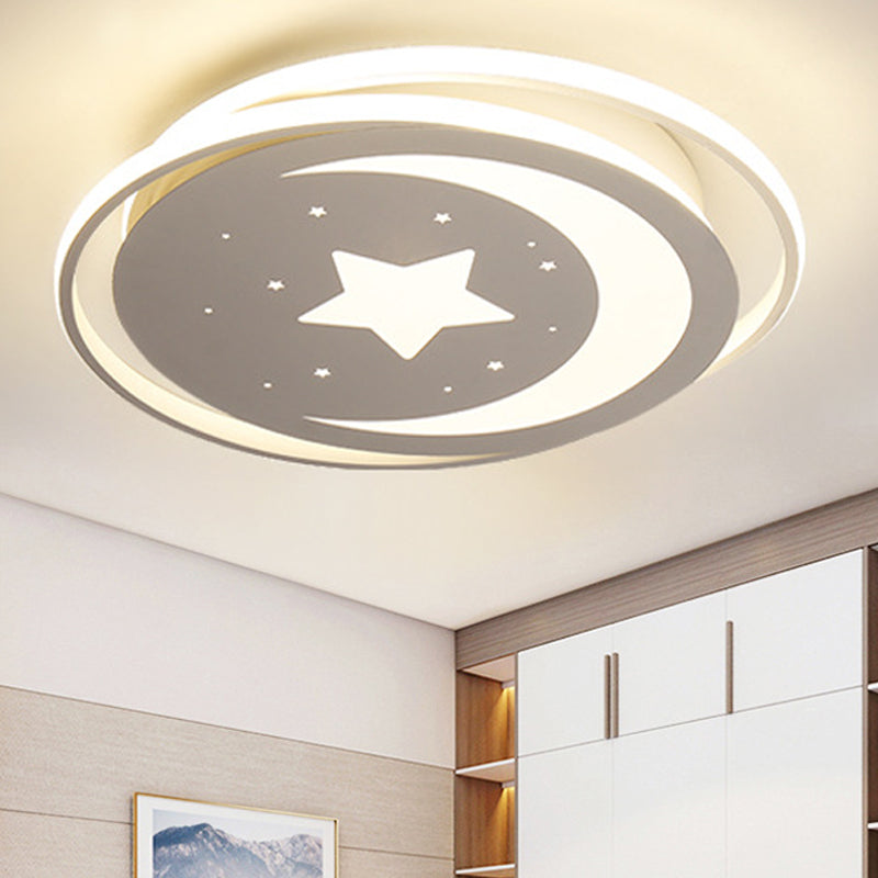 Creative Moon&Star Ceiling Light Metal White LED Flush Mount Light for Kid Bedroom Corridor Clearhalo 'Ceiling Lights' 'Close To Ceiling Lights' 'Close to ceiling' 'Flush mount' Lighting' 252397