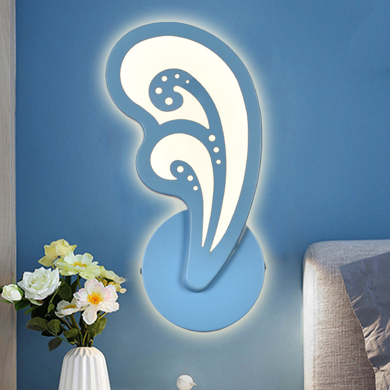 Child Bedroom Stair Wall Light Acrylic Metal Cartoon Sconce Lamp with Candy Color Blue Wavy Clearhalo 'Wall Lamps & Sconces' 'Wall Lights' Lighting' 252448