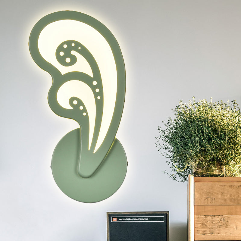 Child Bedroom Stair Wall Light Acrylic Metal Cartoon Sconce Lamp with Candy Color Green Wavy Clearhalo 'Wall Lamps & Sconces' 'Wall Lights' Lighting' 252454