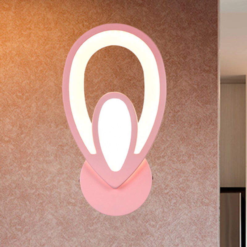 Child Bedroom Stair Wall Light Acrylic Metal Cartoon Sconce Lamp with Candy Color Pink Water Drop Clearhalo 'Wall Lamps & Sconces' 'Wall Lights' Lighting' 252458