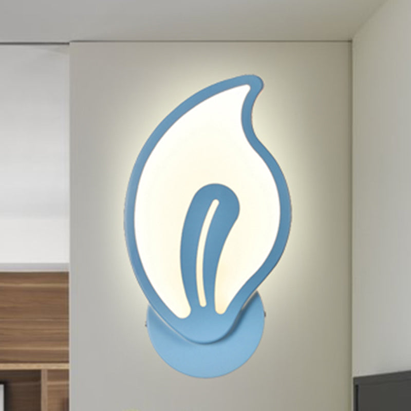 Child Bedroom Stair Wall Light Acrylic Metal Cartoon Sconce Lamp with Candy Color Blue Leaf Clearhalo 'Wall Lamps & Sconces' 'Wall Lights' Lighting' 252464