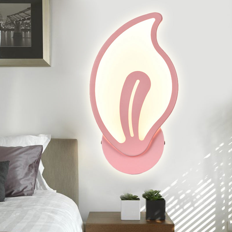 Child Bedroom Stair Wall Light Acrylic Metal Cartoon Sconce Lamp with Candy Color Pink Leaf Clearhalo 'Wall Lamps & Sconces' 'Wall Lights' Lighting' 252466