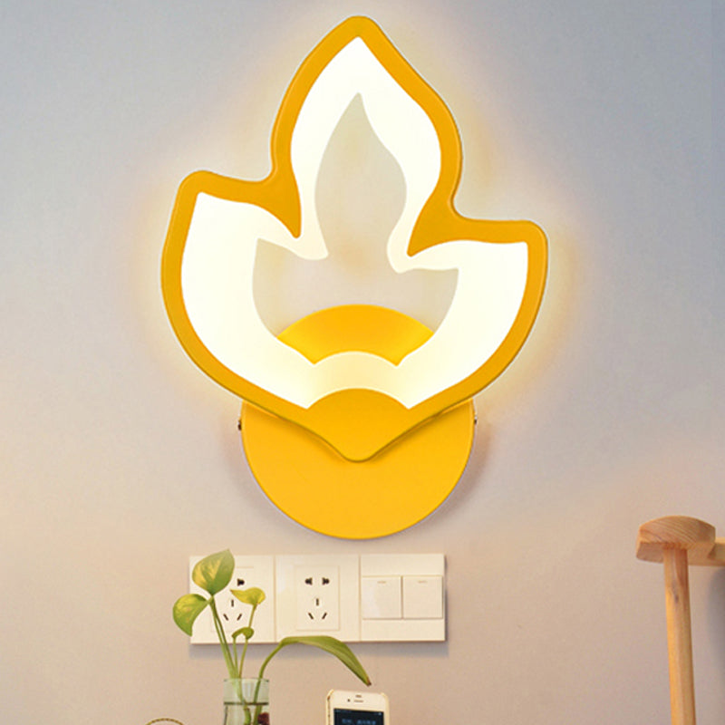 Child Bedroom Stair Wall Light Acrylic Metal Cartoon Sconce Lamp with Candy Color Yellow Flower Clearhalo 'Wall Lamps & Sconces' 'Wall Lights' Lighting' 252474