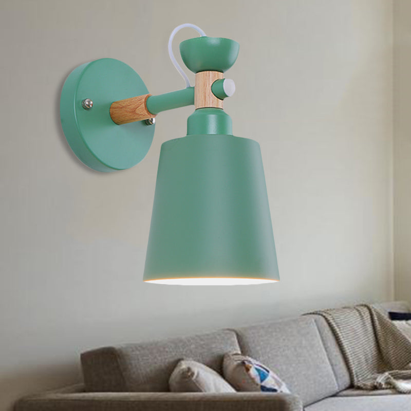 Rotatable Nordic Style Sconce Light with Bucket One Light Metal Wall Lamp for Adult Bedroom Green Clearhalo 'Wall Lamps & Sconces' 'Wall Lights' Lighting' 252488