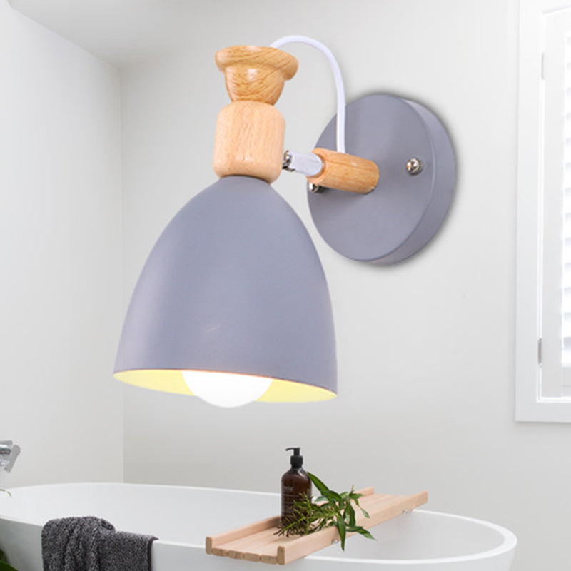 Nordic Stylish Dome Wall Light Rotatable Metal One Bulb Undertint Sconce Light for Kindergarten Clearhalo 'Wall Lamps & Sconces' 'Wall Lights' Lighting' 252498