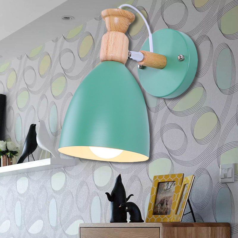 Nordic Stylish Dome Wall Light Rotatable Metal One Bulb Undertint Sconce Light for Kindergarten Green Clearhalo 'Wall Lamps & Sconces' 'Wall Lights' Lighting' 252499