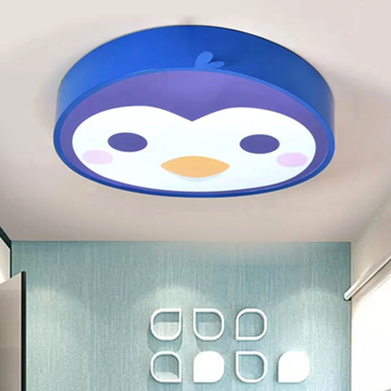 Flat Bird Child Bedroom Flush Ceiling Light Metal Cartoon Ceiling Lamp in Blue Finish Blue Clearhalo 'Ceiling Lights' 'Close To Ceiling Lights' 'Close to ceiling' 'Flush mount' Lighting' 252524