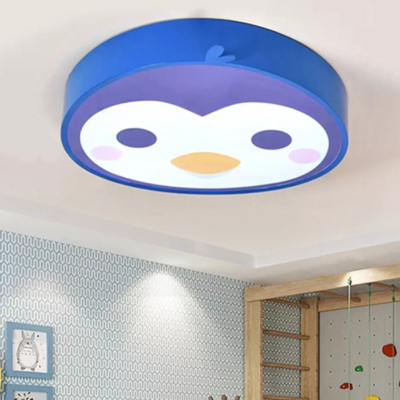 Flat Bird Child Bedroom Flush Ceiling Light Metal Cartoon Ceiling Lamp in Blue Finish Clearhalo 'Ceiling Lights' 'Close To Ceiling Lights' 'Close to ceiling' 'Flush mount' Lighting' 252525