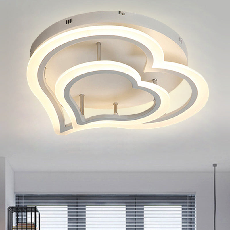 Romantic Loving Heart Ceiling Light Acrylic White Finish Flush Light for Child Bedroom White Warm Clearhalo 'Ceiling Lights' 'Close To Ceiling Lights' 'Close to ceiling' 'Flush mount' Lighting' 252545