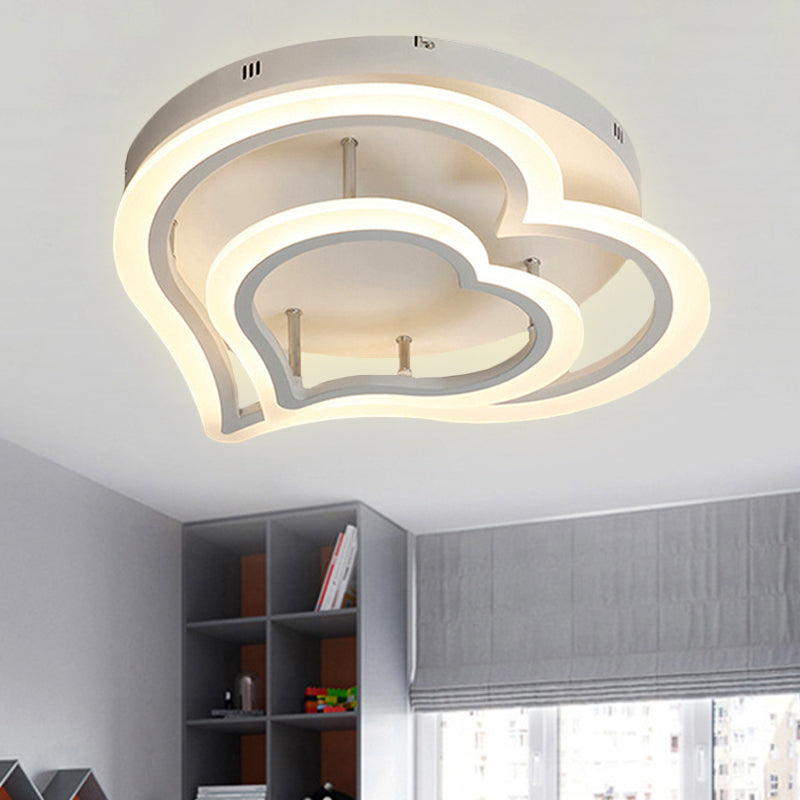 Romantic Loving Heart Ceiling Light Acrylic White Finish Flush Light for Child Bedroom Clearhalo 'Ceiling Lights' 'Close To Ceiling Lights' 'Close to ceiling' 'Flush mount' Lighting' 252546