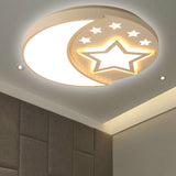 Study Room Starry Flush Mount Light with Crescent Metal Contemporary White Ceiling Lamp Clearhalo 'Ceiling Lights' 'Close To Ceiling Lights' 'Close to ceiling' 'Flush mount' Lighting' 252551