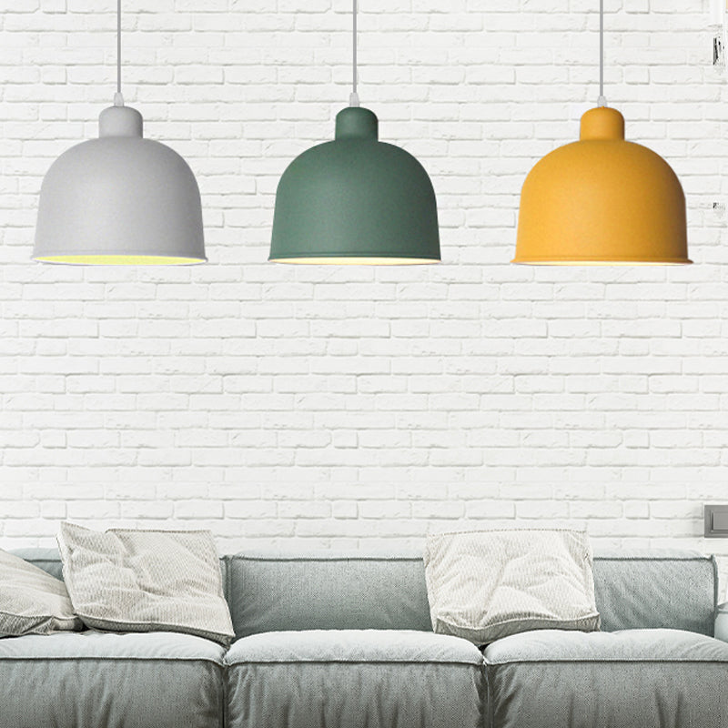 Metal Bowl Shape Pendant Light Dining Room 1 Head Macaron Style Hanging Lamp Clearhalo 'Ceiling Lights' 'Pendant Lights' 'Pendants' Lighting' 252557