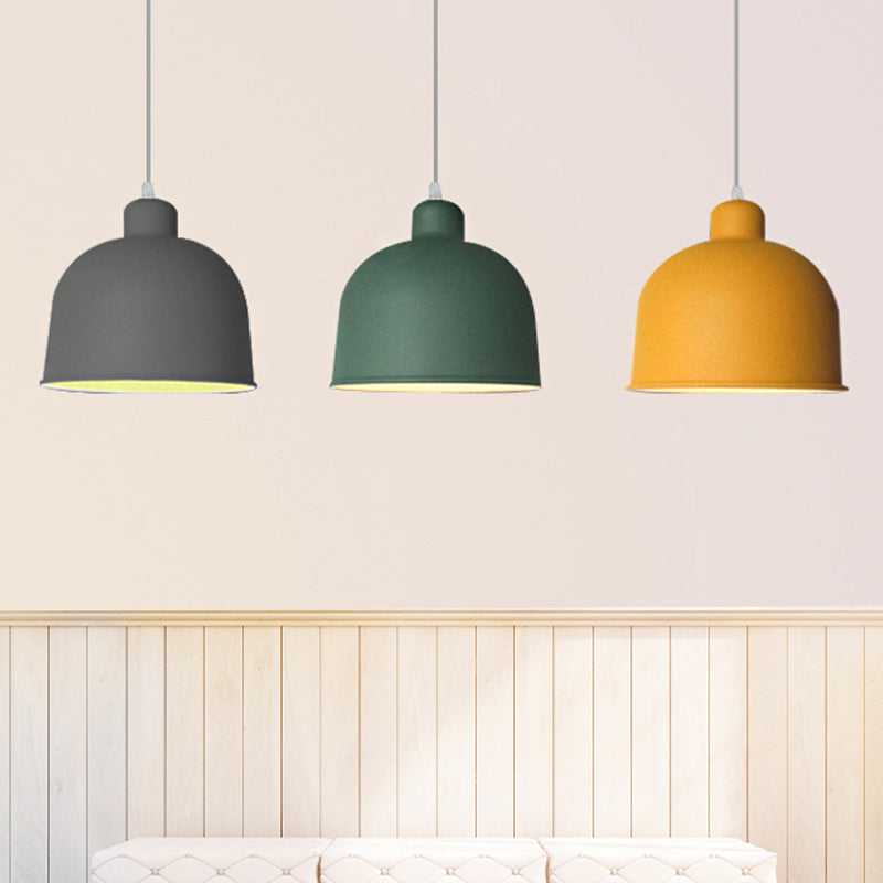 Metal Bowl Shape Pendant Light Dining Room 1 Head Macaron Style Hanging Lamp Clearhalo 'Ceiling Lights' 'Pendant Lights' 'Pendants' Lighting' 252566