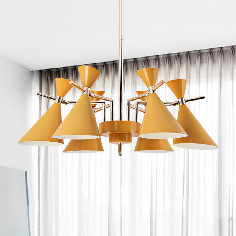 Metal Horn Shape Chandelier Six Lights Nordic Style Pendant Lamp for Girls Bedroom Clearhalo 'Ceiling Lights' 'Chandeliers' Lighting' options 252578
