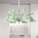 Metal Horn Shape Chandelier Six Lights Nordic Style Pendant Lamp for Girls Bedroom Clearhalo 'Ceiling Lights' 'Chandeliers' Lighting' options 252579