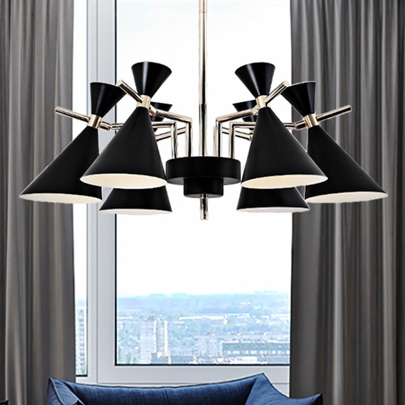 Metal Horn Shape Chandelier Six Lights Nordic Style Pendant Lamp for Girls Bedroom Black Clearhalo 'Ceiling Lights' 'Chandeliers' Lighting' options 252581_0ce0ce7b-e25c-47e3-9386-5364df08b233