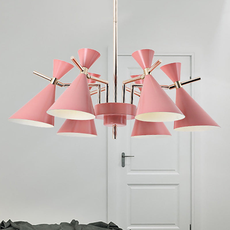 Metal Horn Shape Chandelier Six Lights Nordic Style Pendant Lamp for Girls Bedroom Clearhalo 'Ceiling Lights' 'Chandeliers' Lighting' options 252585