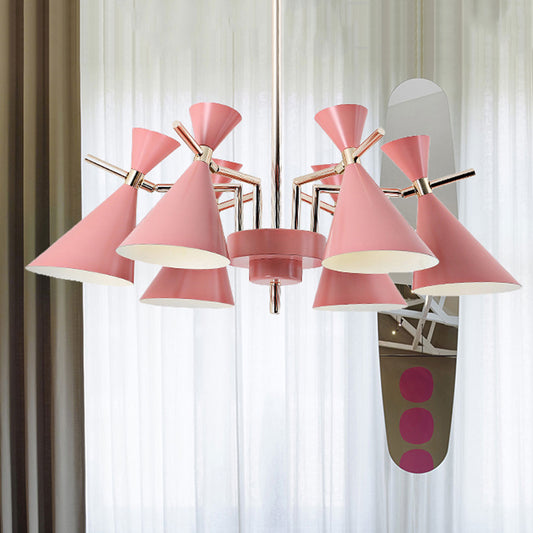 Metal Horn Shape Chandelier Six Lights Nordic Style Pendant Lamp for Girls Bedroom Clearhalo 'Ceiling Lights' 'Chandeliers' Lighting' options 252586