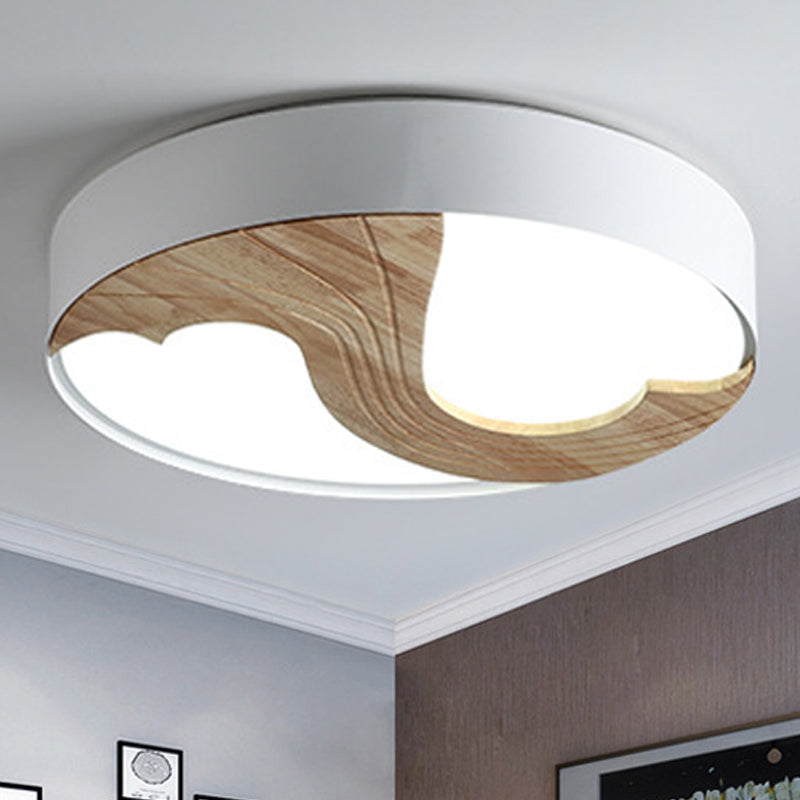 Double Loving Heart Flushmount Light Romantic Wood LED Ceiling Lamp in White for Kid Bedroom White White Clearhalo 'Ceiling Lights' 'Close To Ceiling Lights' 'Close to ceiling' 'Flush mount' Lighting' 252588