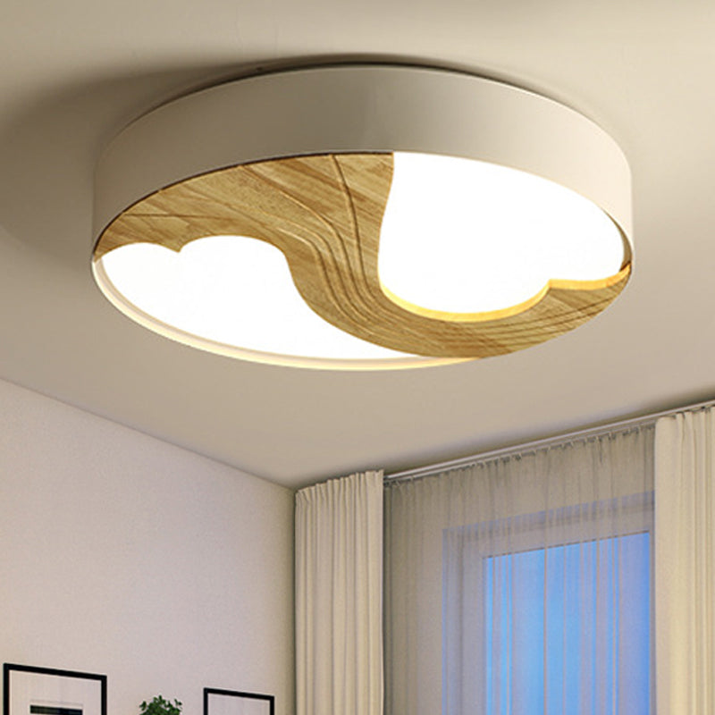 Double Loving Heart Flushmount Light Romantic Wood LED Ceiling Lamp in White for Kid Bedroom Clearhalo 'Ceiling Lights' 'Close To Ceiling Lights' 'Close to ceiling' 'Flush mount' Lighting' 252589