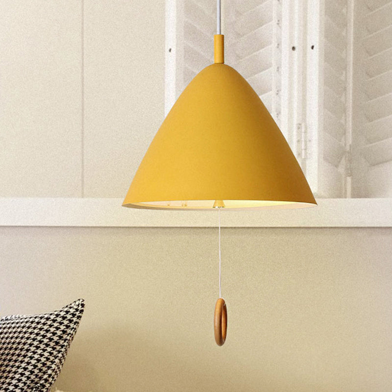 Living Room Conical Pendant Lamp Metal 1 Bulb Macaron Loft Suspension Light Clearhalo 'Ceiling Lights' 'Pendant Lights' 'Pendants' Lighting' 252601