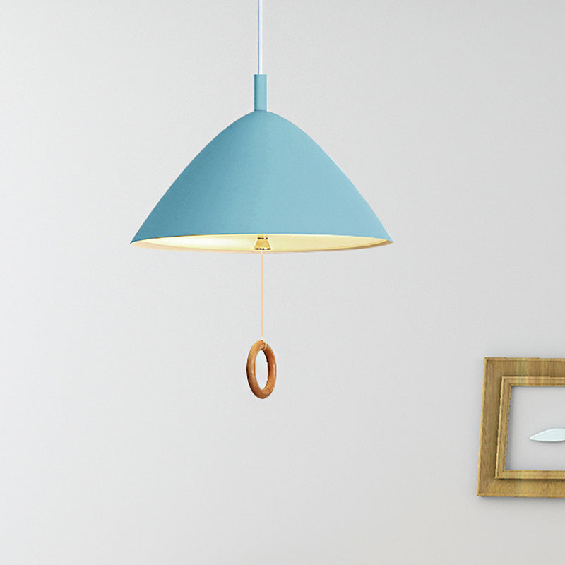 Living Room Conical Pendant Lamp Metal 1 Bulb Macaron Loft Suspension Light Clearhalo 'Ceiling Lights' 'Pendant Lights' 'Pendants' Lighting' 252603