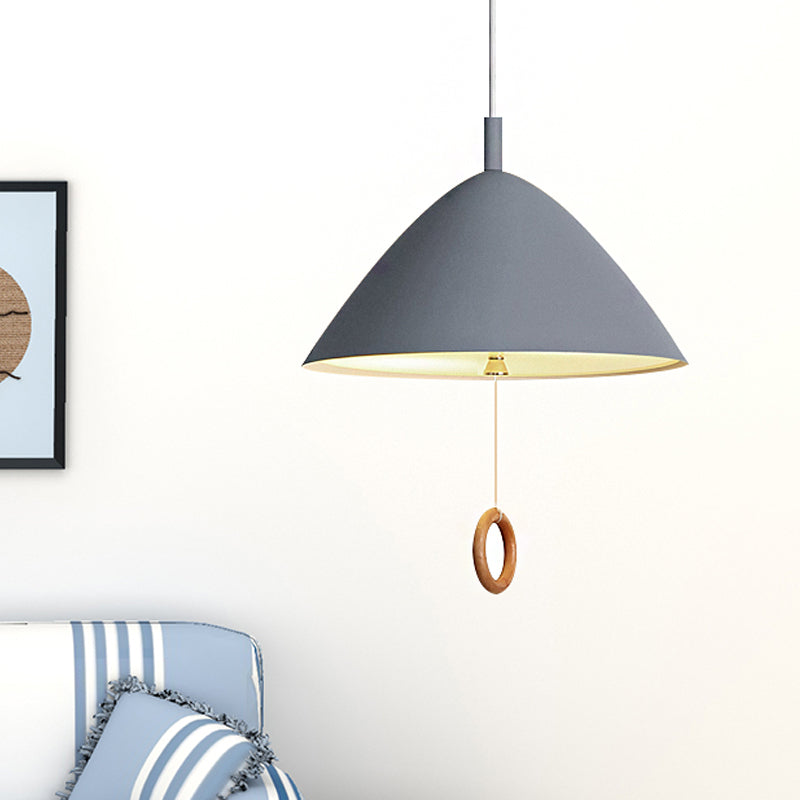 Living Room Conical Pendant Lamp Metal 1 Bulb Macaron Loft Suspension Light Clearhalo 'Ceiling Lights' 'Pendant Lights' 'Pendants' Lighting' 252605