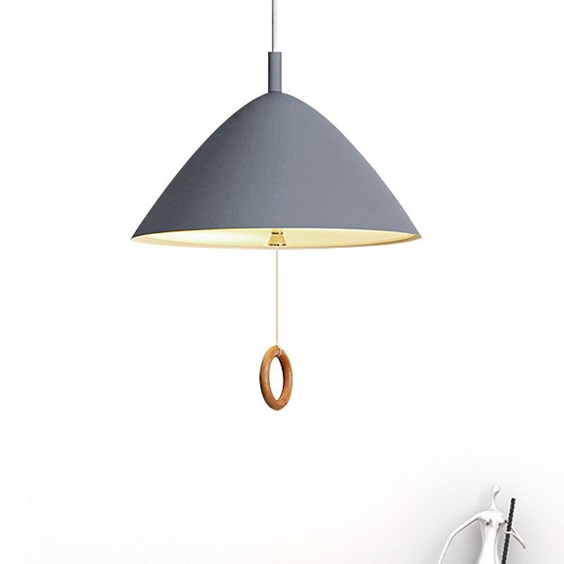 Living Room Conical Pendant Lamp Metal 1 Bulb Macaron Loft Suspension Light Clearhalo 'Ceiling Lights' 'Pendant Lights' 'Pendants' Lighting' 252606