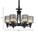 Black/Gold Chandelier Lamp Vintage Stylish Crystal and Metal 3/6 Heads Hanging Lighting with Cylinder Shade Clearhalo 'Ceiling Lights' 'Chandeliers' Lighting' options 252633