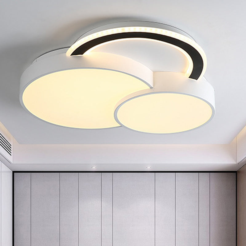 Foyer Round&Half-Circle Flush Mount Light Acrylic Modern LED Ceiling Lamp in White White Warm Clearhalo 'Ceiling Lights' 'Close To Ceiling Lights' 'Close to ceiling' 'Flush mount' Lighting' 252645