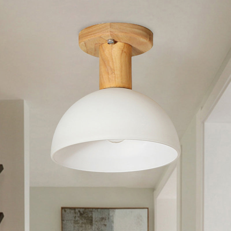 Hemisphere Shade LED Semi Ceiling Mount Light Simple Frosted Glass Ceiling Lamp for Stair Kitchen 1 White Clearhalo 'Ceiling Lights' 'Close To Ceiling Lights' 'Close to ceiling' 'Semi-flushmount' Lighting' 252653