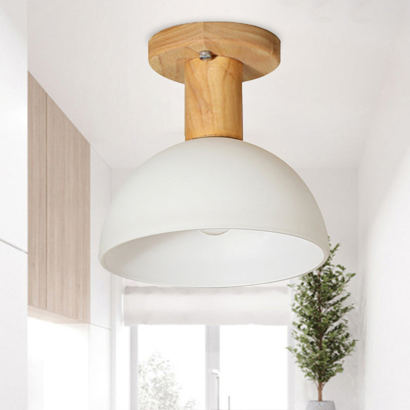 Hemisphere Shade LED Semi Ceiling Mount Light Simple Frosted Glass Ceiling Lamp for Stair Kitchen Clearhalo 'Ceiling Lights' 'Close To Ceiling Lights' 'Close to ceiling' 'Semi-flushmount' Lighting' 252654