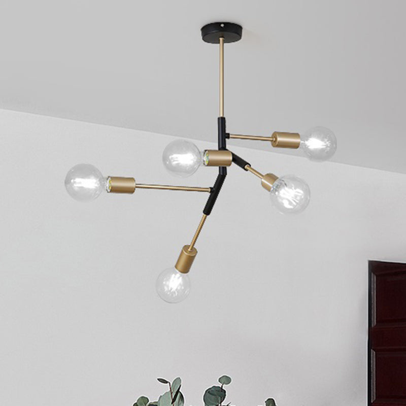 Modern Stacked Hanging Pendant Light Metal & Glass 5 Lights Gold Chandelier for Bedroom Clearhalo 'Ceiling Lights' 'Chandeliers' 'Modern Chandeliers' 'Modern' Lighting' 252666