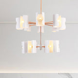 Dining Room Half-Cylinder Pendant Light Metal Multi-Head Contemporary White Chandelier Clearhalo 'Ceiling Lights' 'Chandeliers' 'Modern Chandeliers' 'Modern' Lighting' 252672