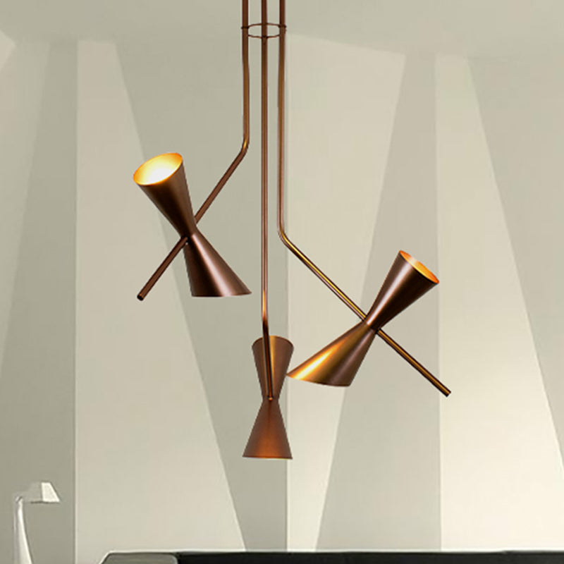 Metal Hourglass Shade Chandelier Light Kitchen Island Contemporary 4/6 Lights Pendant Light in Bronze 6 Bronze Clearhalo 'Ceiling Lights' 'Chandeliers' 'Modern Chandeliers' 'Modern' Lighting' 252677