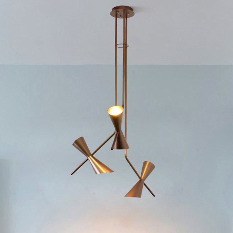 Metal Hourglass Shade Chandelier Light Kitchen Island Contemporary 4/6 Lights Pendant Light in Bronze Clearhalo 'Ceiling Lights' 'Chandeliers' 'Modern Chandeliers' 'Modern' Lighting' 252678