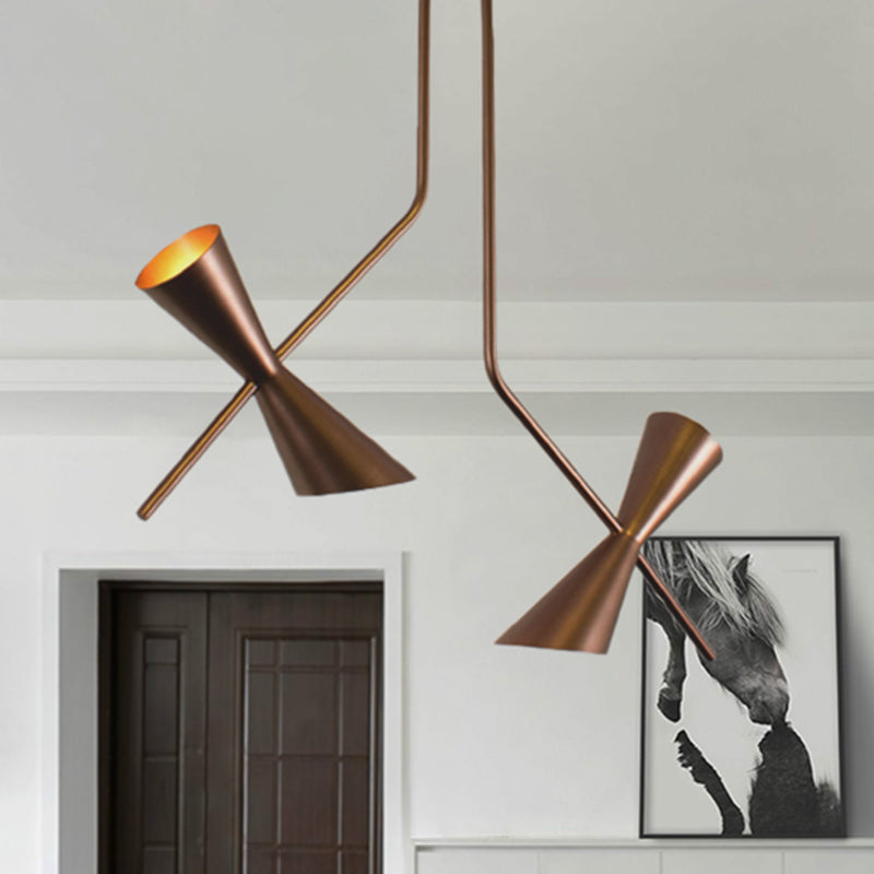 Metal Hourglass Shade Chandelier Light Kitchen Island Contemporary 4/6 Lights Pendant Light in Bronze 4 Bronze Clearhalo 'Ceiling Lights' 'Chandeliers' 'Modern Chandeliers' 'Modern' Lighting' 252679